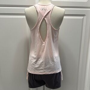 Under Armour Light Pink Top and Dark Shorts Set